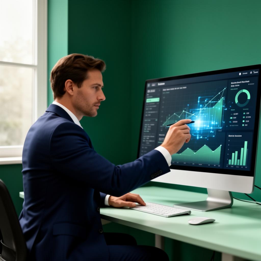 Executive reviewing growth analytics dashboard